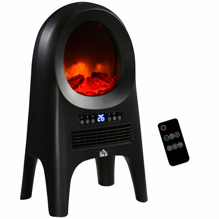 Keramický teplovzdušný ohřívač, 2000W, LED plameny, časovač a dálkové ovládání
