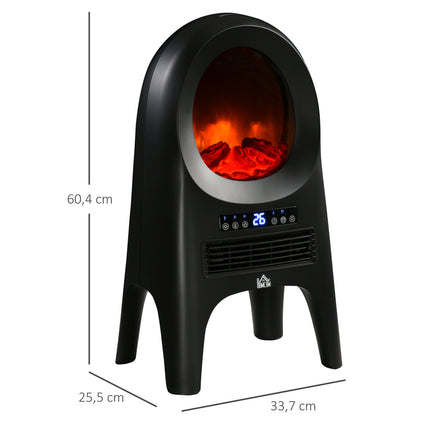 Keramický teplovzdušný ohřívač, 2000W, LED plameny, časovač a dálkové ovládání