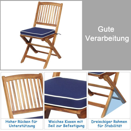 3 ks sestava zahradního nábytku s kulatým stolem, 2 židlemi a 2 podsedáky, ergonomická sedací sestava modrá