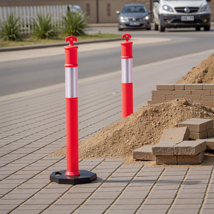 3-Pack 1140 mm Traffic Delineator Posts, Weighted Base