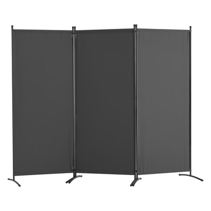 3-Panel Folding Room Divider, Fabric Privacy Screen, Gray