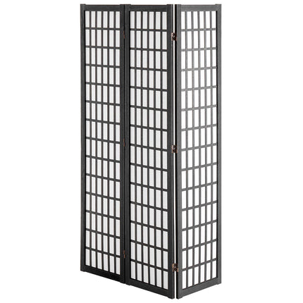 3-Panel Japanese Room Divider, Wood Folding Privacy Screen