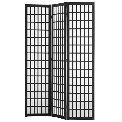 3-Panel Japanese Room Divider, Wood Folding Privacy Screen