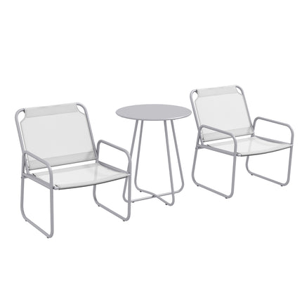 Třídílný světle šedý síťovaný bistro set na balkon a zahradu