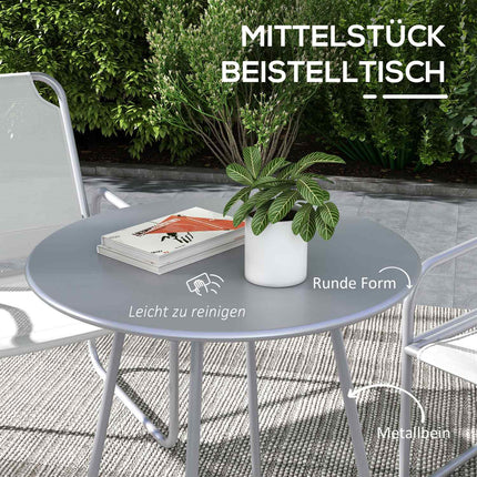 Třídílný světle šedý síťovaný bistro set na balkon a zahradu