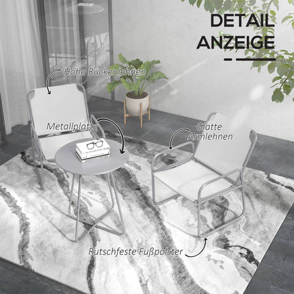Třídílný světle šedý síťovaný bistro set na balkon a zahradu