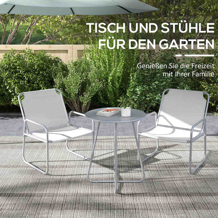 Třídílný světle šedý síťovaný bistro set na balkon a zahradu
