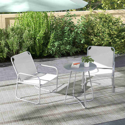 Třídílný světle šedý síťovaný bistro set na balkon a zahradu