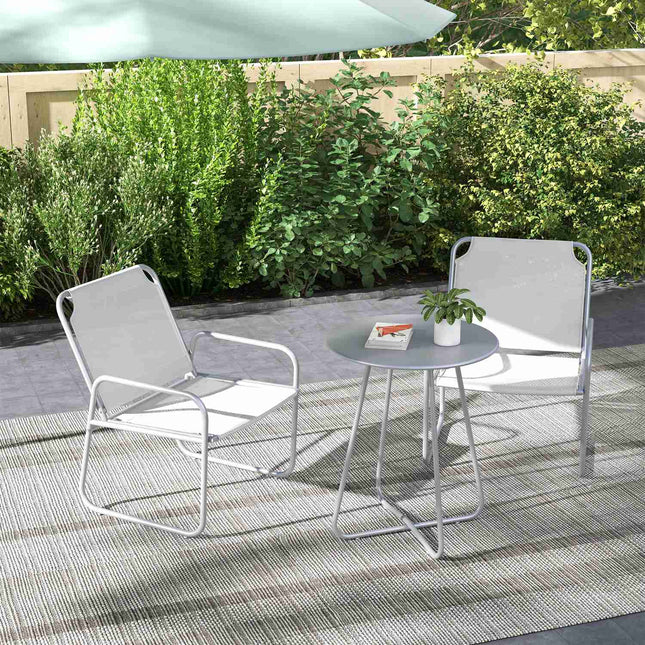 Třídílný světle šedý síťovaný bistro set na balkon a zahradu