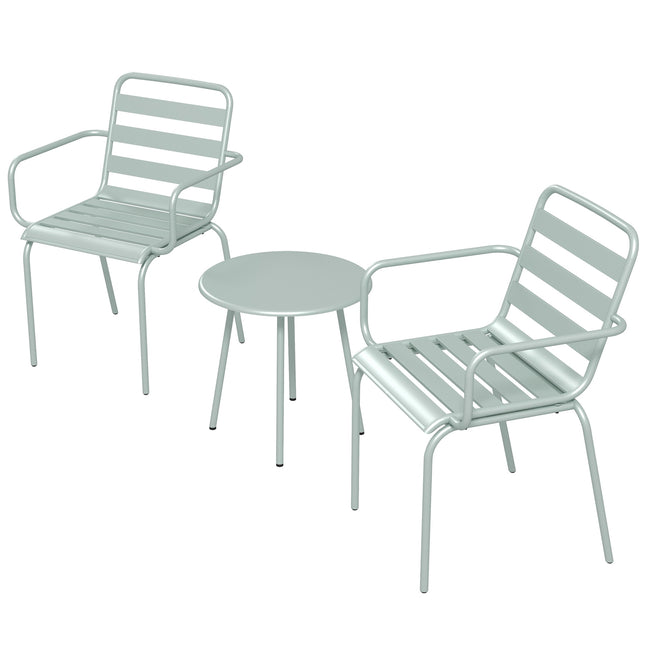 Venkovní bistro set – ocelový stůl a židle, zelený