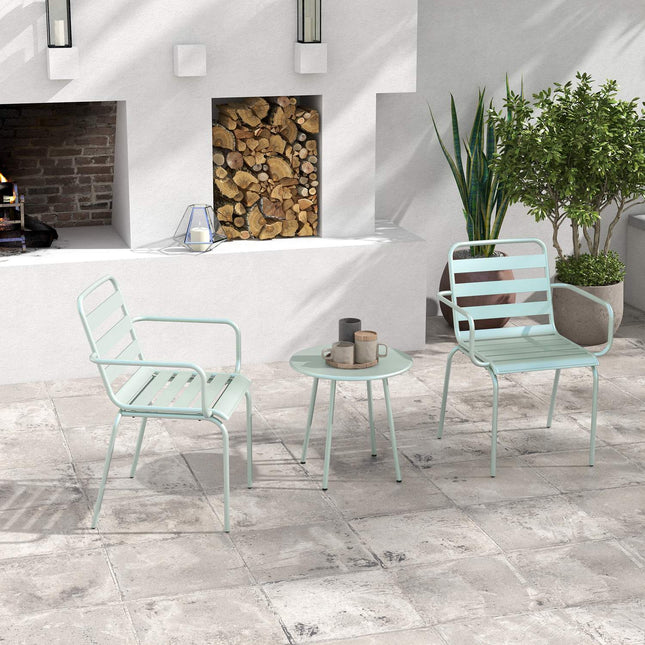 Venkovní bistro set – ocelový stůl a židle, zelený