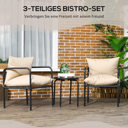 Zahradní bistro sestava: 3dílný ocelový nábytek s polstrováním