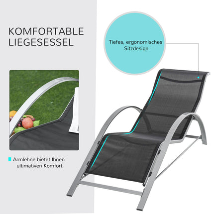 Venkovní set zahradního nábytku z černé kovové síťoviny – 2 křesla, stůl