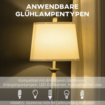 Sada stojací a stolní lampy, stříbrná a bílá, E27, 3dílná