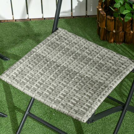 Třídílný světle šedý kovový bistro set – skládací stůl a židle