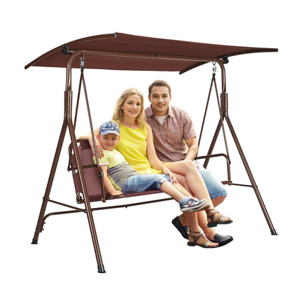3-Person Patio Swing With Adjustable Canopy, Steel Frame