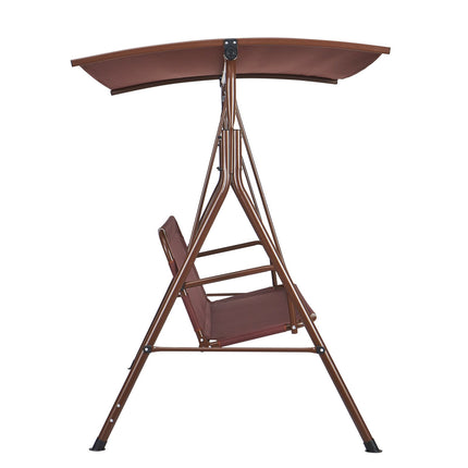 3-Person Patio Swing With Adjustable Canopy, Steel Frame