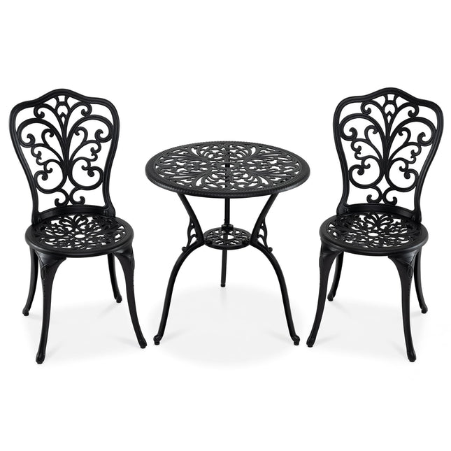 3dílný hliníkový zahradní bistro set se stolem a židlemi