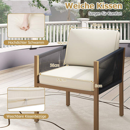 3dílný bistro set s podsedáky, béžový, na balkon i do zahrady