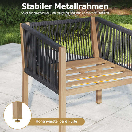 3dílný bistro set s podsedáky, béžový, na balkon i do zahrady