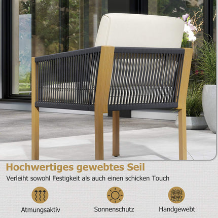 3dílný bistro set s podsedáky, béžový, na balkon i do zahrady
