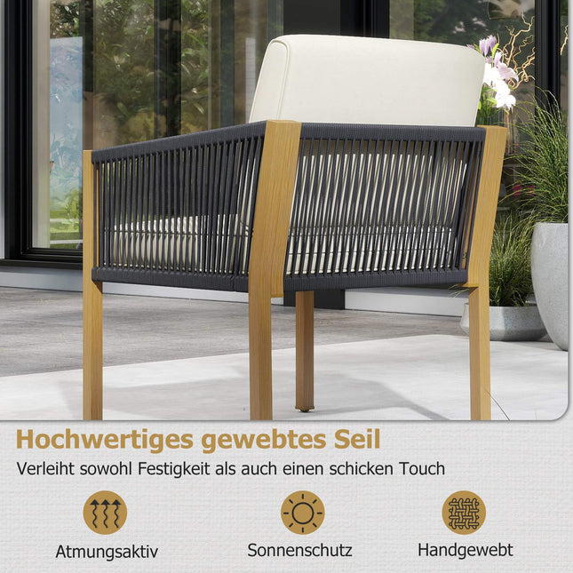 3dílný bistro set s podsedáky, béžový, na balkon i do zahrady