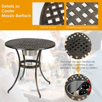 3-Piece Cast Aluminum Outdoor Bistro Set with Ice Bucket