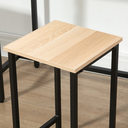 Třídílný bistro set, vzhled přírodního dřeva a ocel, 80x50x85 cm