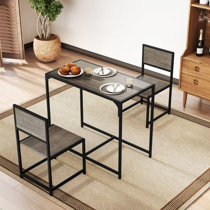 3-Piece Dining Table Set, Metal Frame, 2 Low-Back Chairs