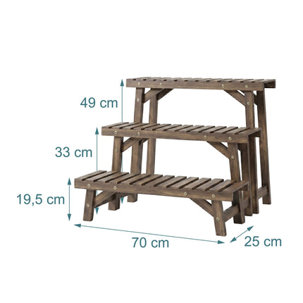 3-Piece Fir Wood Plant Stand Set – Brown