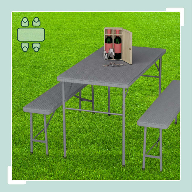 3-delige opvouwbare biertentset, rotanlook, zwart