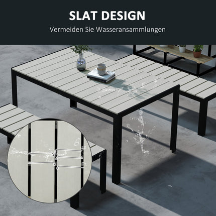 3-piece steel garden set - 2 benches and table, grey