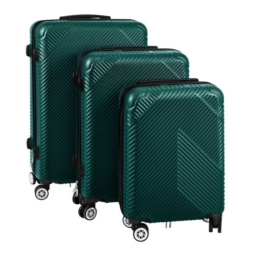 3-delige groene ABS-bagageset met 360°-wielen