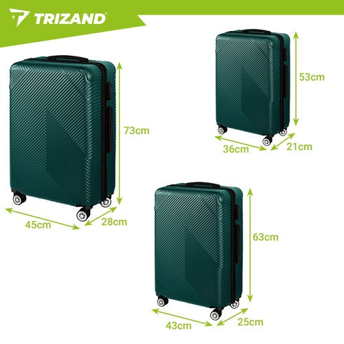 3-delige groene ABS-bagageset met 360°-wielen