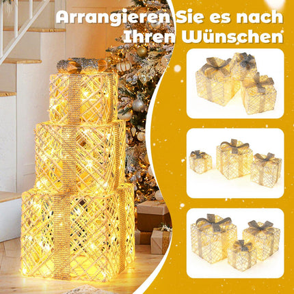 3dílná sada LED dárkových krabic s 50 teple bílými světly