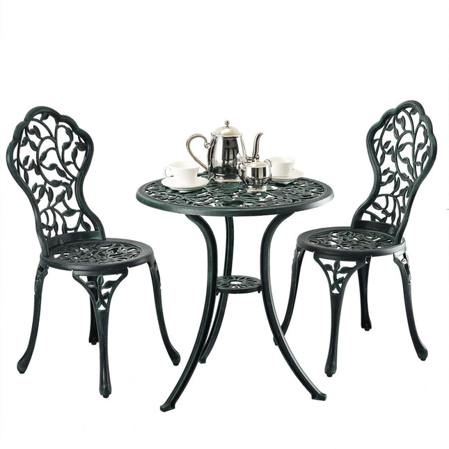 3dílný kovový bistro set – stůl a židle