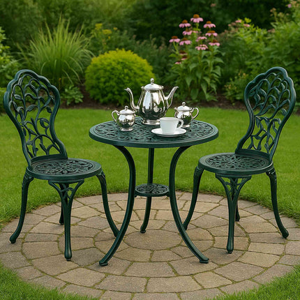 3dílný kovový bistro set – stůl a židle