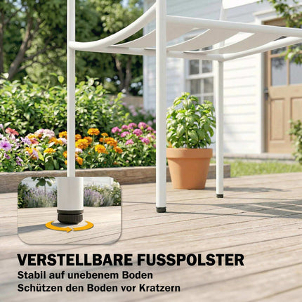 3dílný kovový zahradní bistro set se skleněným stolem, bílý