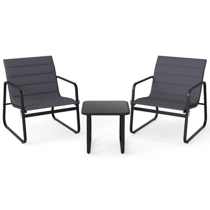 3dílný venkovní bistro set s podsedáky, šedý