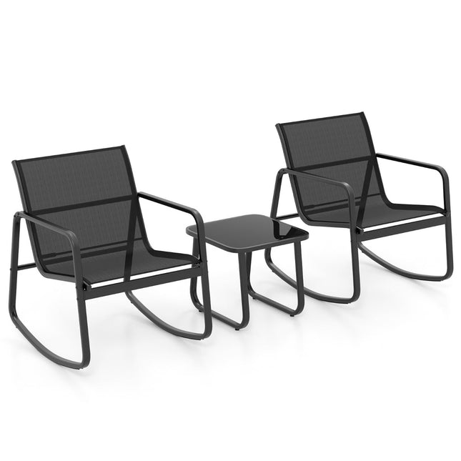 3dílný venkovní bistro set s houpacími křesly a stolem
