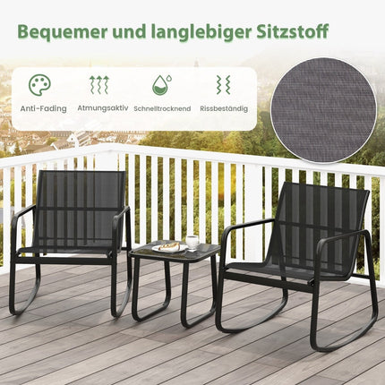 3dílný venkovní bistro set s houpacími křesly a stolem
