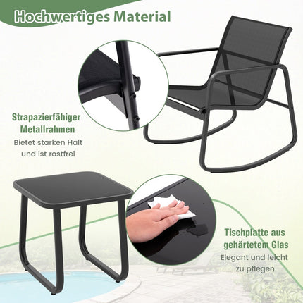 3dílný venkovní bistro set s houpacími křesly a stolem