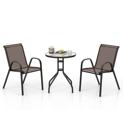 3dílný venkovní bistro set se stolem a stohovatelnými židlemi
