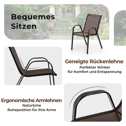 3dílný venkovní bistro set se stolem a stohovatelnými židlemi