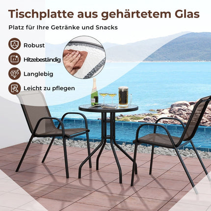 3dílný venkovní bistro set se stolem a stohovatelnými židlemi