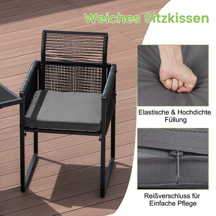 3dílný venkovní jídelní set se sklopným opěradlem a podsedákem, sestava zahradního nábytku