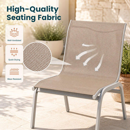3-Piece Outdoor Furniture Set, Beige – 2 Chairs & Glass Table