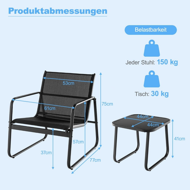 3dílná sestava venkovního nábytku se židlemi a stolem