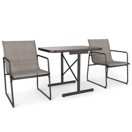 3dílný zahradní bistro set – obdélníkový stůl, textilní židle