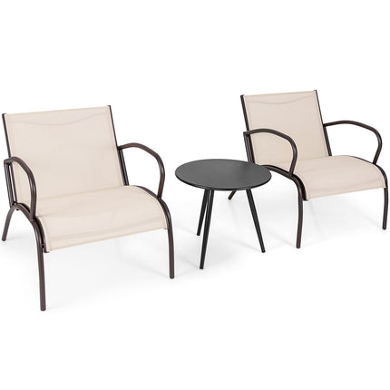 3dílná zahradní sestava se 2 židlemi a stolem, ergonomické sedáky